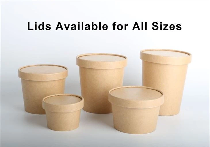 Disposable Kraft Ice Cream Cups With Lids